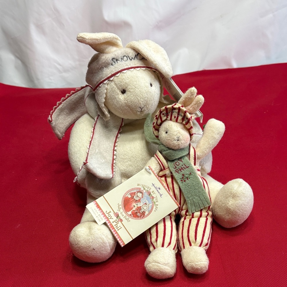 Hallmark Snowcap & Joy Phil Bunny Plush - Cream & Red Holiday Rabbits